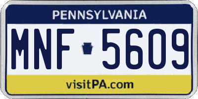 PA license plate MNF5609