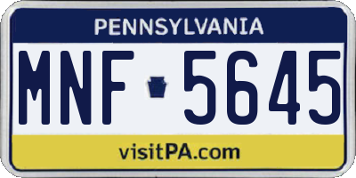 PA license plate MNF5645
