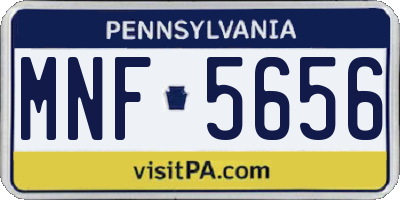 PA license plate MNF5656