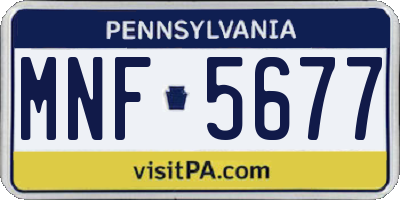 PA license plate MNF5677