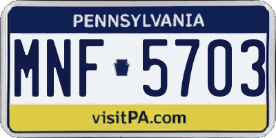 PA license plate MNF5703