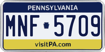 PA license plate MNF5709