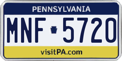 PA license plate MNF5720