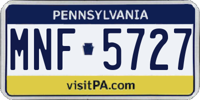 PA license plate MNF5727