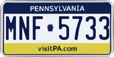 PA license plate MNF5733