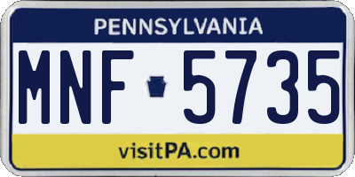 PA license plate MNF5735