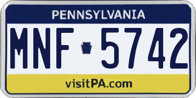 PA license plate MNF5742