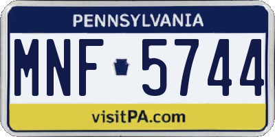 PA license plate MNF5744