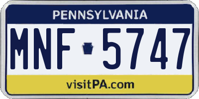 PA license plate MNF5747