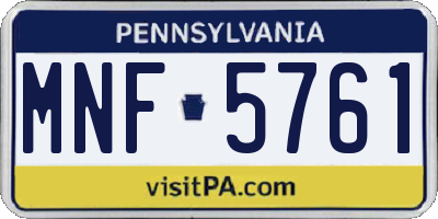 PA license plate MNF5761