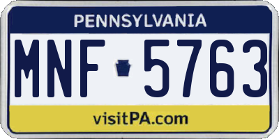 PA license plate MNF5763