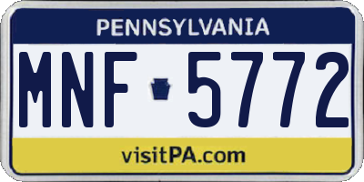 PA license plate MNF5772