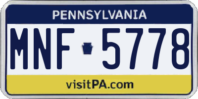 PA license plate MNF5778