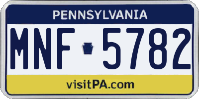 PA license plate MNF5782