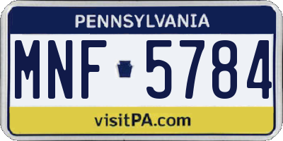 PA license plate MNF5784