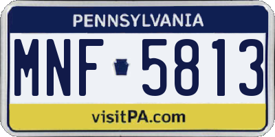 PA license plate MNF5813