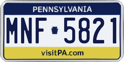 PA license plate MNF5821