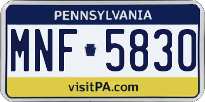 PA license plate MNF5830