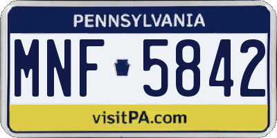 PA license plate MNF5842