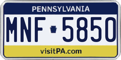 PA license plate MNF5850