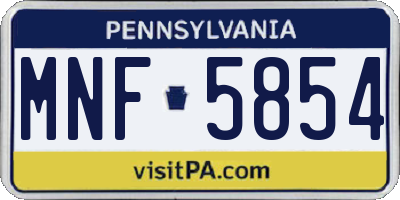 PA license plate MNF5854