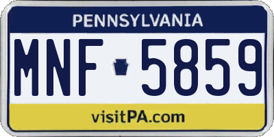 PA license plate MNF5859