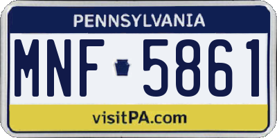 PA license plate MNF5861
