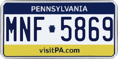 PA license plate MNF5869