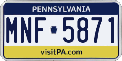 PA license plate MNF5871