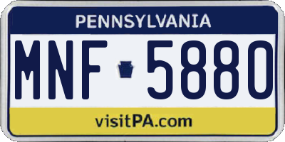 PA license plate MNF5880