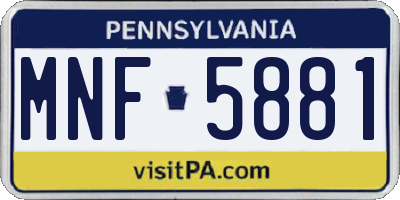 PA license plate MNF5881