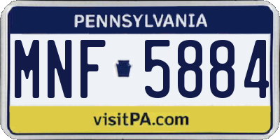 PA license plate MNF5884
