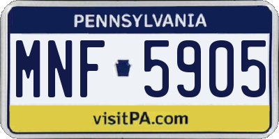 PA license plate MNF5905