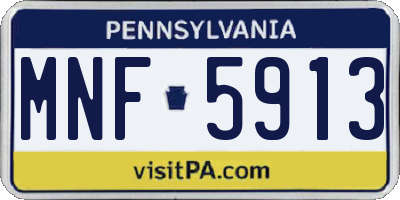 PA license plate MNF5913