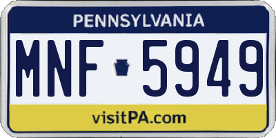 PA license plate MNF5949