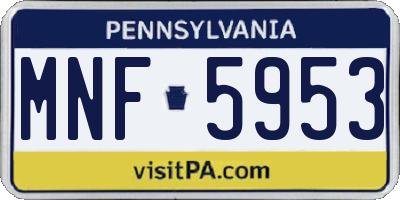 PA license plate MNF5953