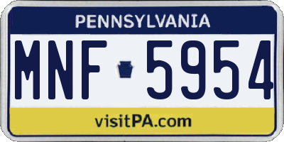 PA license plate MNF5954