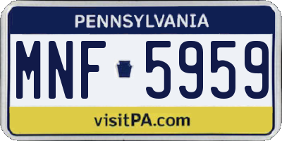 PA license plate MNF5959