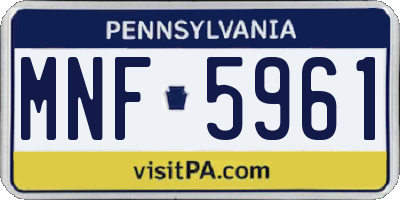PA license plate MNF5961