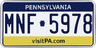 PA license plate MNF5978