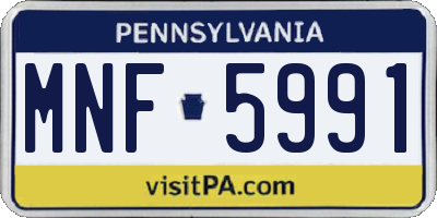 PA license plate MNF5991