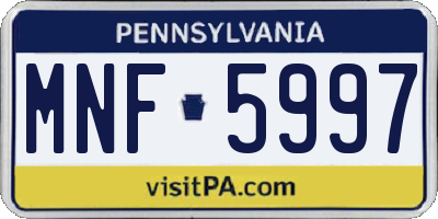 PA license plate MNF5997
