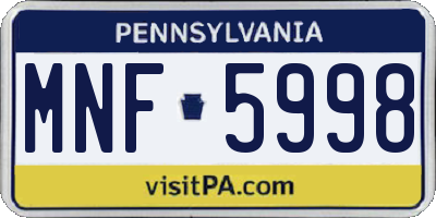 PA license plate MNF5998