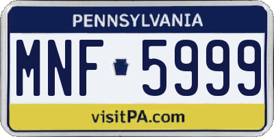 PA license plate MNF5999