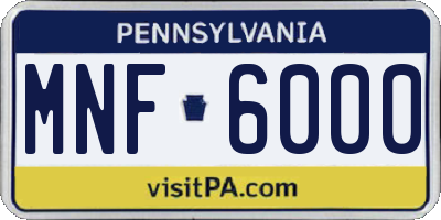 PA license plate MNF6000
