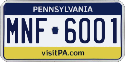 PA license plate MNF6001