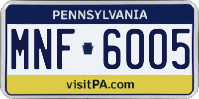 PA license plate MNF6005