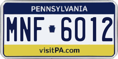 PA license plate MNF6012