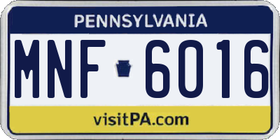 PA license plate MNF6016