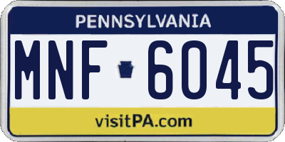 PA license plate MNF6045